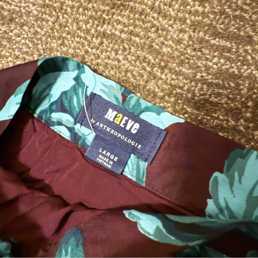 Anthropologie Asymmetrical Skirt - brown and teal Floral - Picture 4 of 4